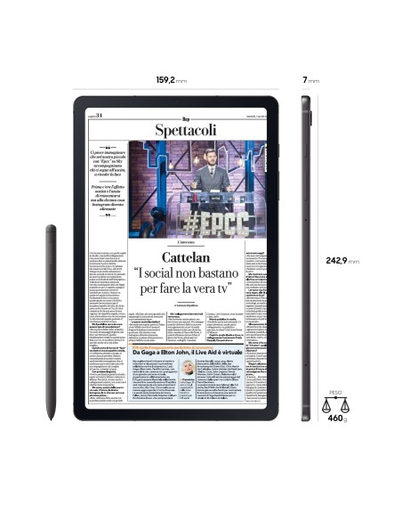 Samsung Galaxy Tab S6 Lite , Grey, 10.4, Wi-Fi 5 (802.11ac) LTE, 64GB