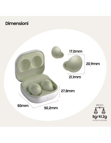 Samsung Galaxy Buds2 Auricolari Bluetooth Olive Batteria 472 mAh