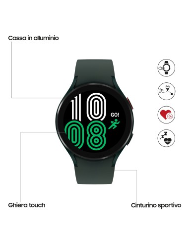 Samsung Galaxy Watch4 44mm Smartwatch Ghiera Touch Alluminio Memoria 16GB Green