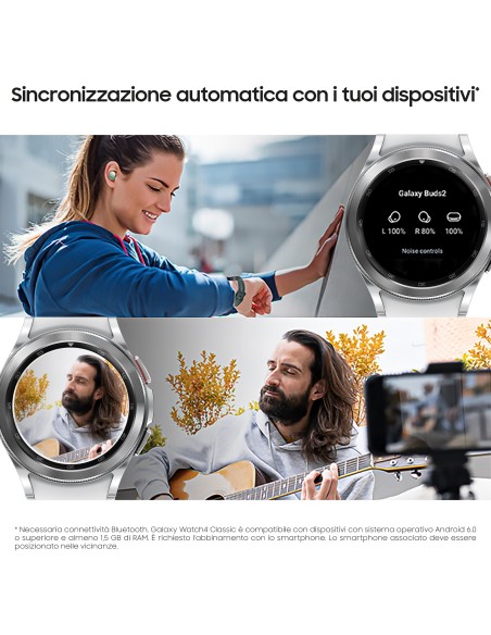 Samsung Galaxy Watch4 Classic Smartwatch Ghiera Interattiva Acciaio Inossidabile 42mm Memoria 16GB Black