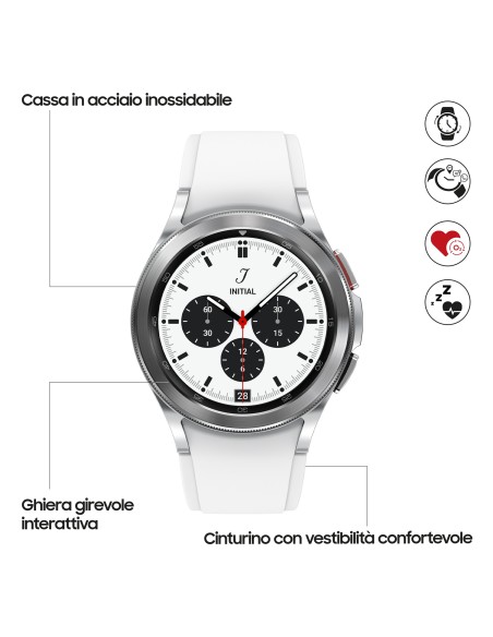 Samsung Galaxy Watch4 Classic Smartwatch Ghiera Interattiva Acciaio Inossidabile 42mm Memoria 16GB Silver