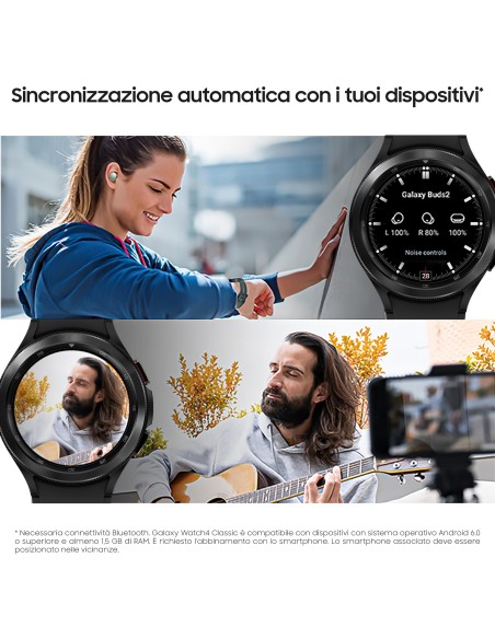 Samsung Galaxy Watch4 Classic Smartwatch Ghiera Interattiva Acciaio Inossidabile 46mm Memoria 16GB Black