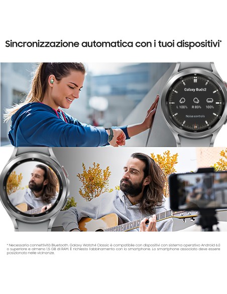 Samsung Galaxy Watch4 Classic Smartwatch Ghiera Interattiva Acciaio Inossidabile 46mm Memoria 16GB Silver