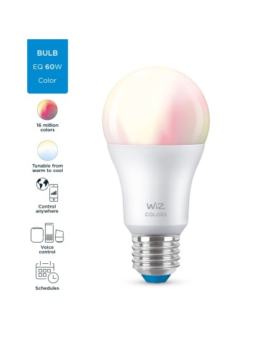 WiZ Lampadina Smart Dimmerabile Luce Bianca o Colorata Attacco E27 60W Goccia