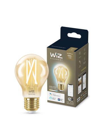 WiZ Lampadina Smart Filament Ambrata Dimmerabile Luce Bianca da Calda a Fredda Attacco E27 50W Goccia