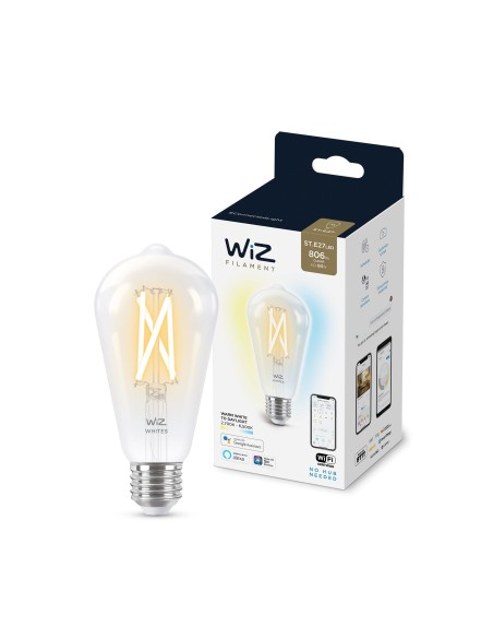 WiZ Lampadina Smart Filament Dimmerabile Luce Bianca da Calda a Fredda Attacco E27 60W Edison
