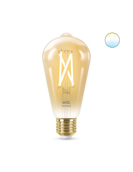 WiZ Lampadina Smart Filament Ambrata Dimmerabile Luce Bianca da Calda a Fredda Attacco E27 50W Edison