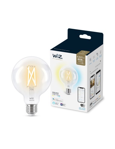 WiZ Lampadina Smart Filament Dimmerabile Luce Bianca da Calda a Fredda Attacco E27 60W Globo