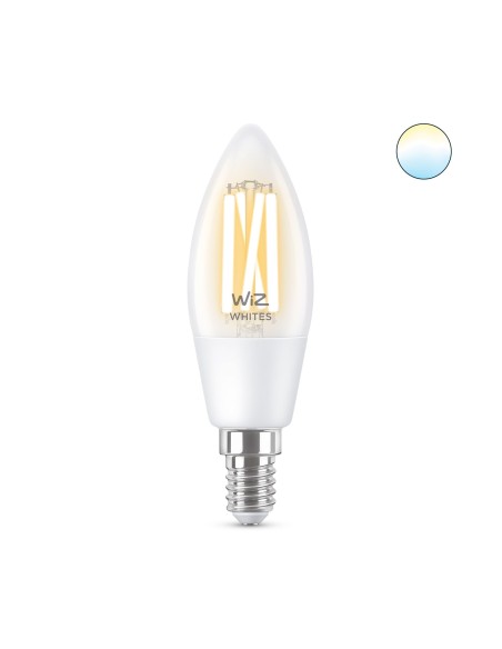 WiZ Lampadina Smart Filament Dimmerabile Luce Bianca da Calda a Fredda Attacco E14 40W Candela