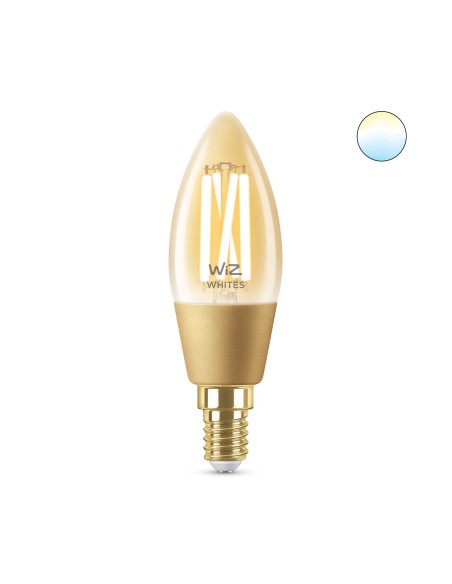 WiZ Lampadina Smart Filament Ambrata Dimmerabile Luce Bianca da Calda a Fredda Attacco E14 25W Candela