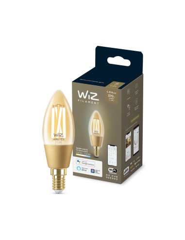 WiZ Lampadina Smart Filament Ambrata Dimmerabile Luce Bianca da Calda a Fredda Attacco E14 25W Candela