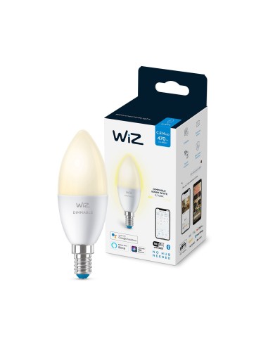 WiZ Lampadina Smart Dimmerabile Luce Bianca Calda AttaccoE14 40W Candela