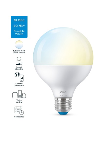 WiZ Lampadina Smart Dimmerabile Luce Bianca da Calda a Fredda Attacco E27 75W Globo