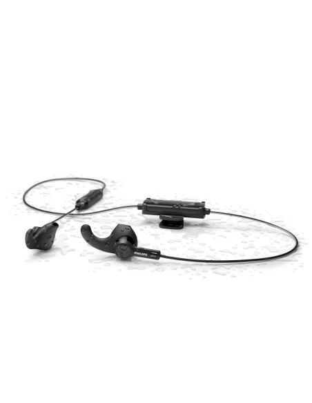Philips TAA3206BK 00 Cuffie Bluetooth con Microfono per Sport e Fitness, Resistenti al Sudore e alla Polvere, Cavo Riflettente,