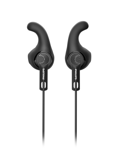 Philips TAA3206BK 00 Cuffie Bluetooth con Microfono per Sport e Fitness, Resistenti al Sudore e alla Polvere, Cavo Riflettente,