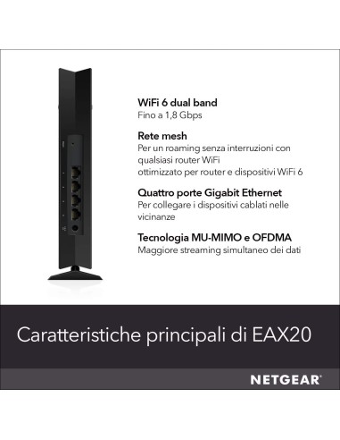 NETGEAR EAX20 Ripetitore WiFi Mesh a 4 stream