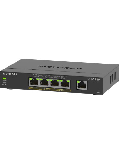 NETGEAR 5-Port Gigabit Ethernet PoE+ Plus Switch (GS305EP) Gestito L2 L3 Gigabit Ethernet (10 100 1000) Supporto Power over