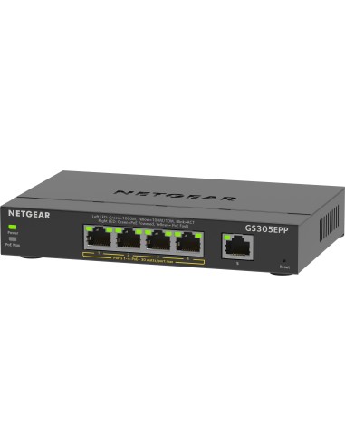 NETGEAR 5-Port Gigabit Ethernet High-Power PoE+ Plus Switch (GS305EPP) Gestito L2 L3 Gigabit Ethernet (10 100 1000) Supporto