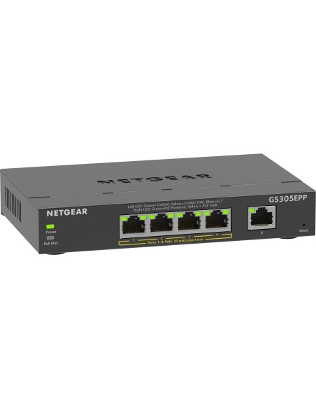 NETGEAR 5-Port Gigabit Ethernet High-Power PoE+ Plus Switch (GS305EPP) Gestito L2 L3 Gigabit Ethernet (10 100 1000) Supporto