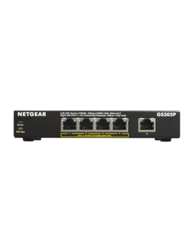 NETGEAR GS305Pv2 Non gestito Gigabit Ethernet (10 100 1000) Supporto Power over Ethernet (PoE) Nero