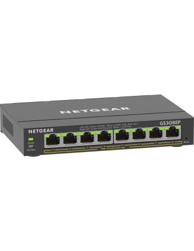 NETGEAR 8-Port Gigabit Ethernet PoE+ Plus Switch (GS308EP) Gestito L2 L3 Gigabit Ethernet (10 100 1000) Supporto Power over