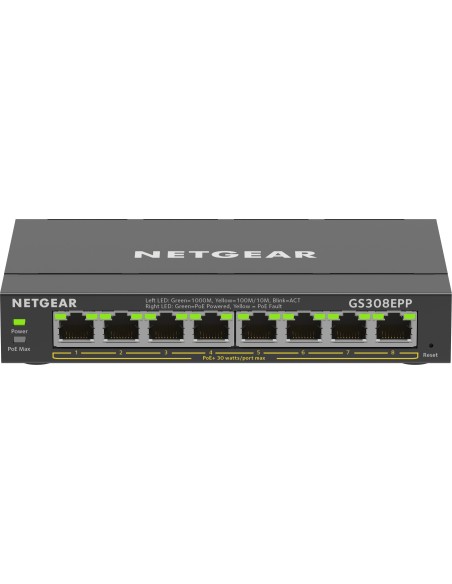 NETGEAR 8-Port Gigabit Ethernet High-Power PoE+ Plus Switch (GS308EPP) Gestito L2 L3 Gigabit Ethernet (10 100 1000) Supporto