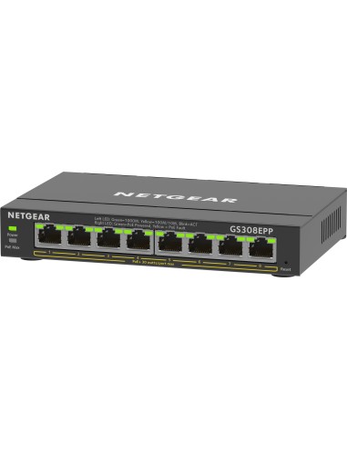NETGEAR 8-Port Gigabit Ethernet High-Power PoE+ Plus Switch (GS308EPP) Gestito L2 L3 Gigabit Ethernet (10 100 1000) Supporto