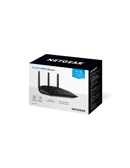 NETGEAR Nighthawk 4-Stream AX1800 WiFi 6 Router (RAX10) router wireless Gigabit Ethernet Dual-band (2.4 GHz 5 GHz) Nero