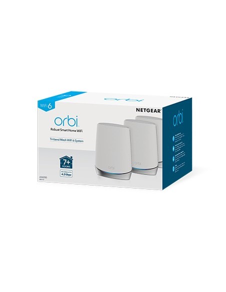 NETGEAR Orbi RBK753 AX4200 WiFi 6 Mesh System Banda tripla (2.4 GHz 5 GHz 5 GHz) Wi-Fi 6 (802.11ax) Bianco 7 Interno