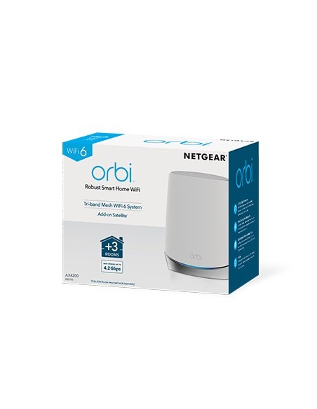 NETGEAR Orbi RBS750 AX4200 WiFi 6 Mesh Sattelite Banda tripla (2.4 GHz 5 GHz 5 GHz) Wi-Fi 6 (802.11ax) Bianco 2 Interno