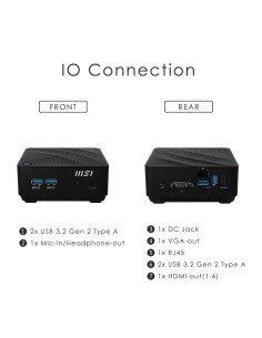 MSI Cubi N JSL-002BEU PC stazione di lavoro N4500 mini PC Intel® Celeron® N 4 GB DDR4-SDRAM 128 GB SSD Windows 10 Pro Nero 2