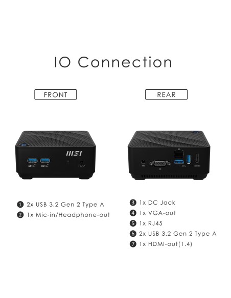 MSI Cubi N JSL-002BEU PC stazione di lavoro N4500 mini PC Intel® Celeron® N 4 GB DDR4-SDRAM 128 GB SSD Windows 10 Pro Nero