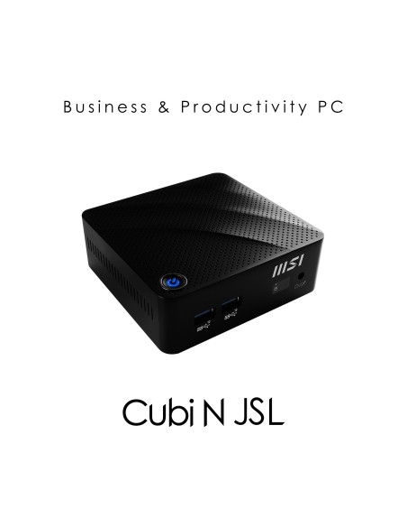 MSI Cubi N JSL-002BEU PC stazione di lavoro N4500 mini PC Intel® Celeron® N 4 GB DDR4-SDRAM 128 GB SSD Windows 10 Pro Nero