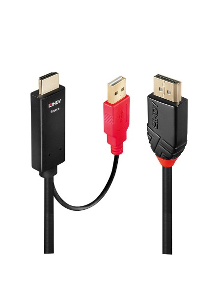 Lindy 41426 cavo e adattatore video 2 m HDMI + USB DisplayPort Nero, Rosso
