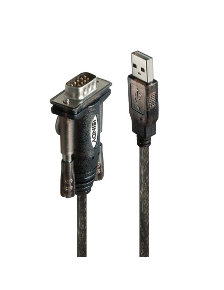Lindy 42855 cavo seriale Grigio, Trasparente 1,5 m USB tipo A DB-9