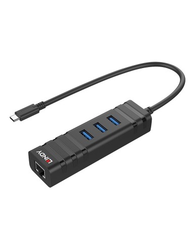 Lindy 43249 hub di interfaccia USB 3.2 Gen 1 (3.1 Gen 1) Type-C 5000 Mbit s Nero