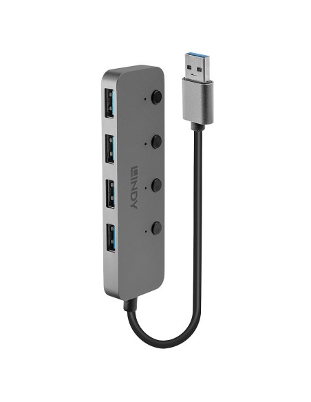 Lindy 43309 hub di interfaccia USB 3.2 Gen 1 (3.1 Gen 1) Type-A 5 Mbit s Grigio