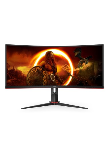AOC G2 CU34G2 BK LED display 86,4 cm (34") 3440 x 1440 Pixel Quad HD Nero, Rosso