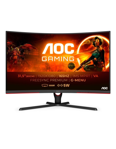 AOC C32G3AE BK Monitor PC 80 cm (31.5") 1920 x 1080 Pixel Full HD LED Nero, Rosso
