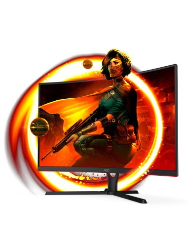 AOC C32G3AE BK Monitor PC 80 cm (31.5") 1920 x 1080 Pixel Full HD LED Nero, Rosso