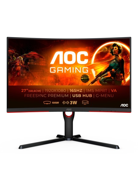 AOC C27G3U BK Monitor PC 68,6 cm (27") 1920 x 1080 Pixel Full HD LED Nero, Rosso