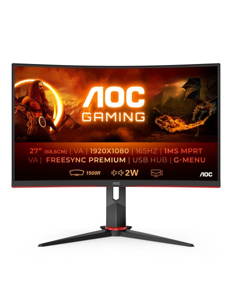 AOC C27G2U BK LED display 68,6 cm (27") 1920 x 1080 Pixel Full HD Nero, Rosso