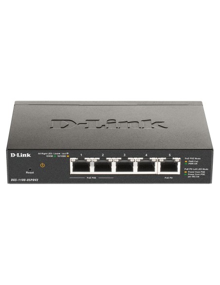 D-Link DGS-1100-05PDV2 switch di rete Gestito Gigabit Ethernet (10 100 1000) Supporto Power over Ethernet (PoE) Nero