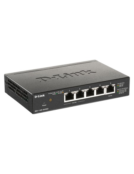 D-Link DGS-1100-05PDV2 switch di rete Gestito Gigabit Ethernet (10 100 1000) Supporto Power over Ethernet (PoE) Nero