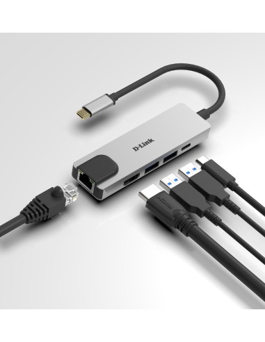D-Link DUB-M520 replicatore di porte e docking station per notebook Cablato Thunderbolt 3 Alluminio, Nero