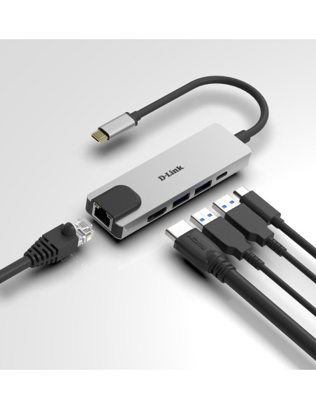 D-Link DUB-M520 replicatore di porte e docking station per notebook Cablato Thunderbolt 3 Alluminio, Nero
