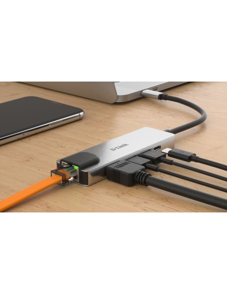 D-Link DUB-M520 replicatore di porte e docking station per notebook Cablato Thunderbolt 3 Alluminio, Nero