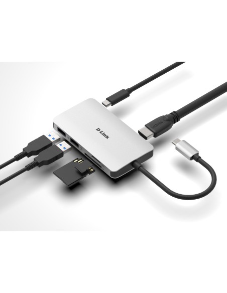 D-Link DUB-M610 replicatore di porte e docking station per notebook Cablato USB 3.2 Gen 1 (3.1 Gen 1) Type-C Alluminio, Nero