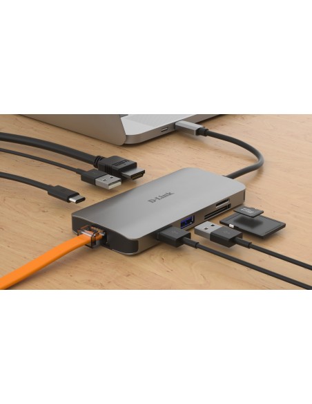 D-Link DUB-M810 replicatore di porte e docking station per notebook Cablato USB 3.2 Gen 1 (3.1 Gen 1) Type-C Argento