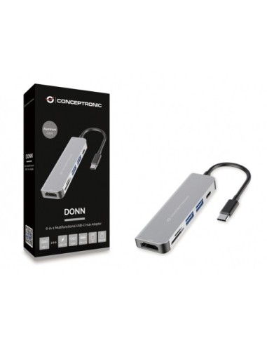 Conceptronic DONN02G hub di interfaccia USB 3.2 Gen 1 (3.1 Gen 1) Type-C 5000 Mbit s Alluminio
